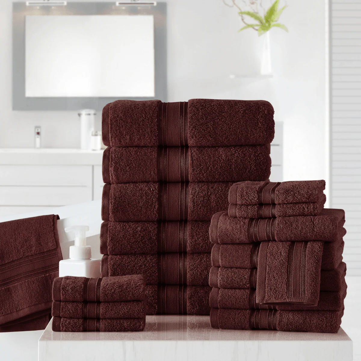100% Cotton Spa Collection 18pc Bath Towels Set - Image 52