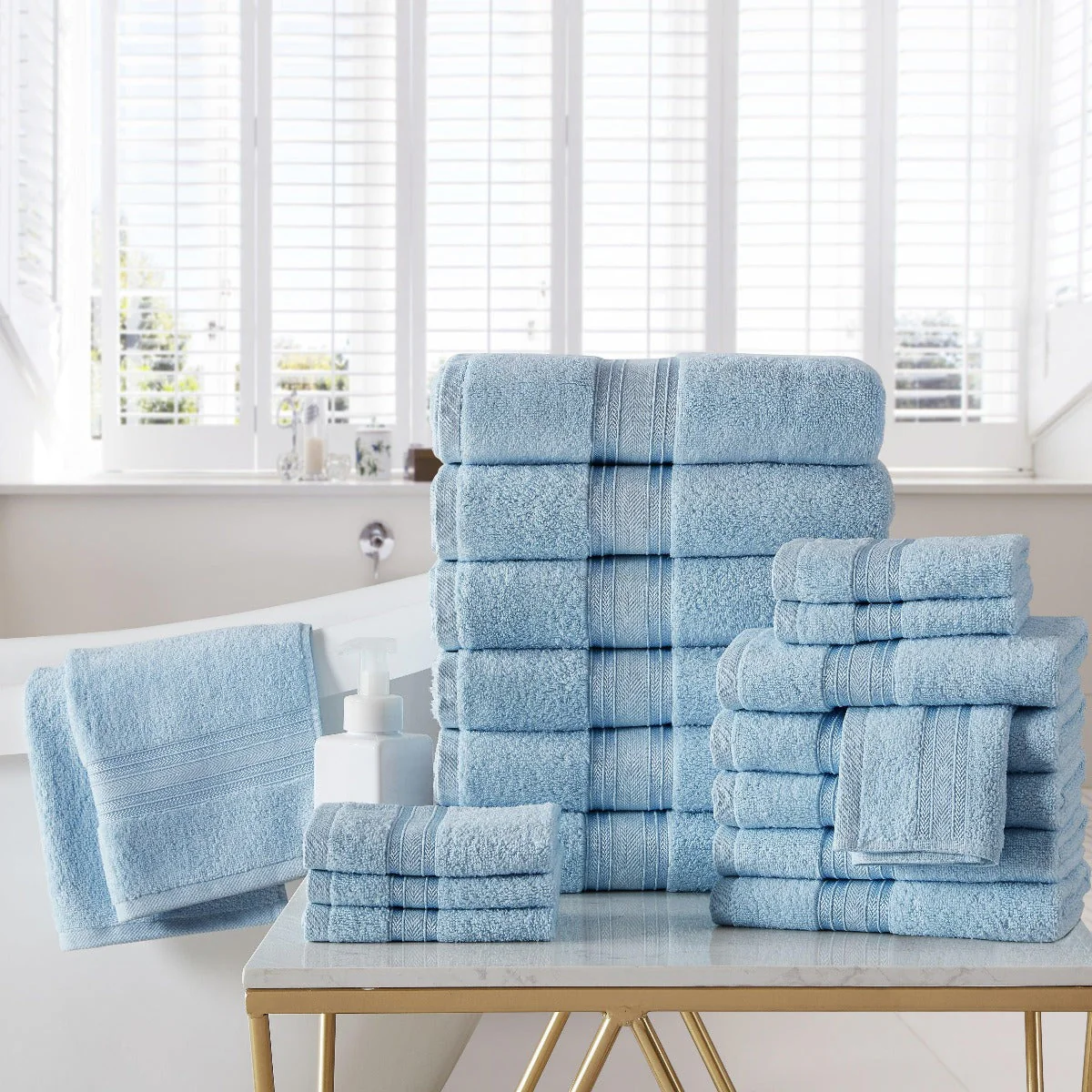 100% Cotton Spa Collection 18pc Bath Towels Set - Image 56