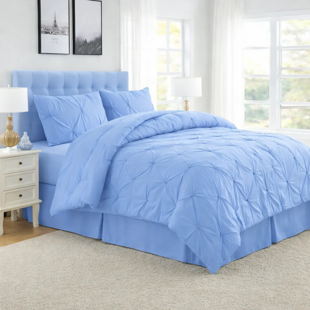 4-piece Pintuck Comforter Set - Blue - Image 2