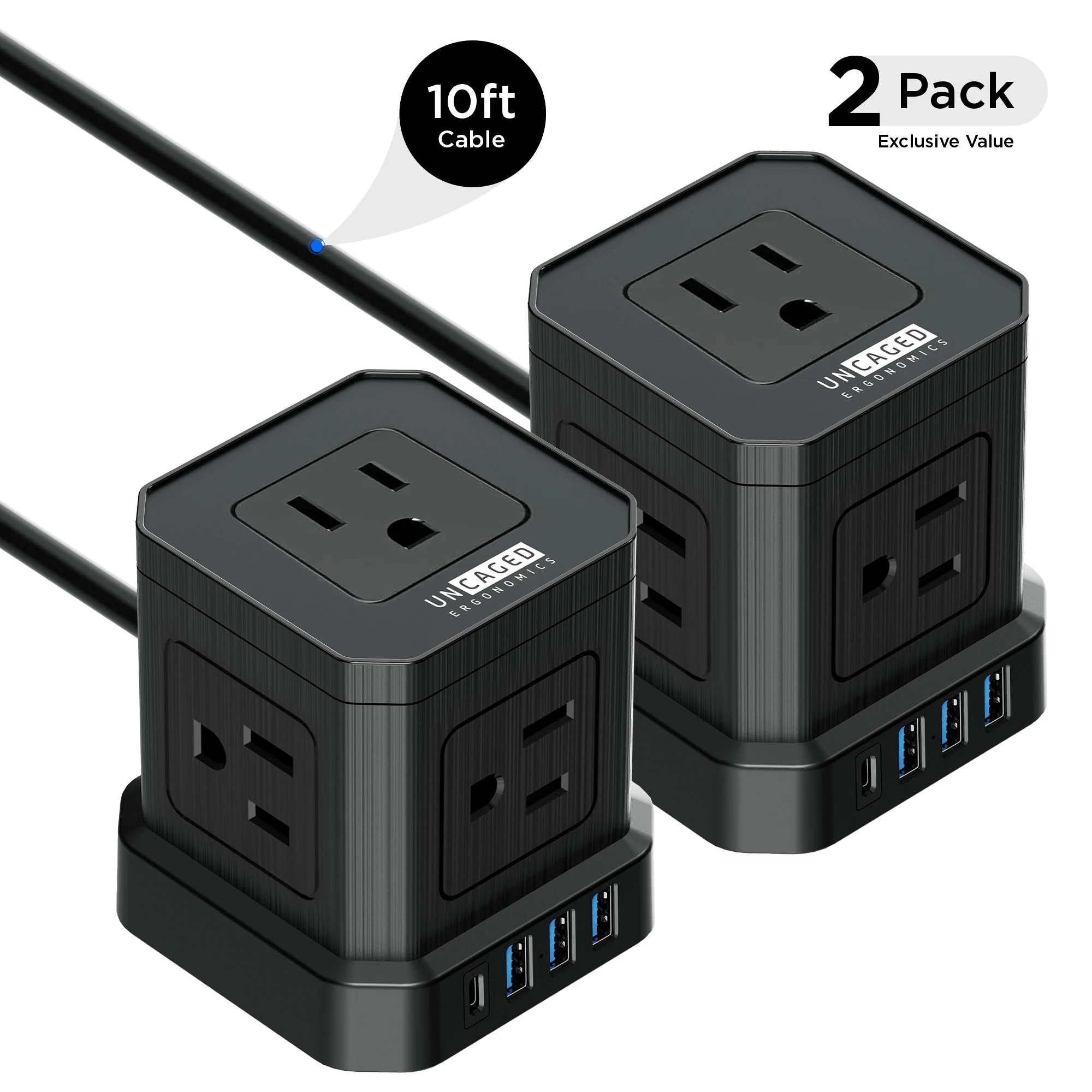 Cube Power Strip 10ft | 2-Pack