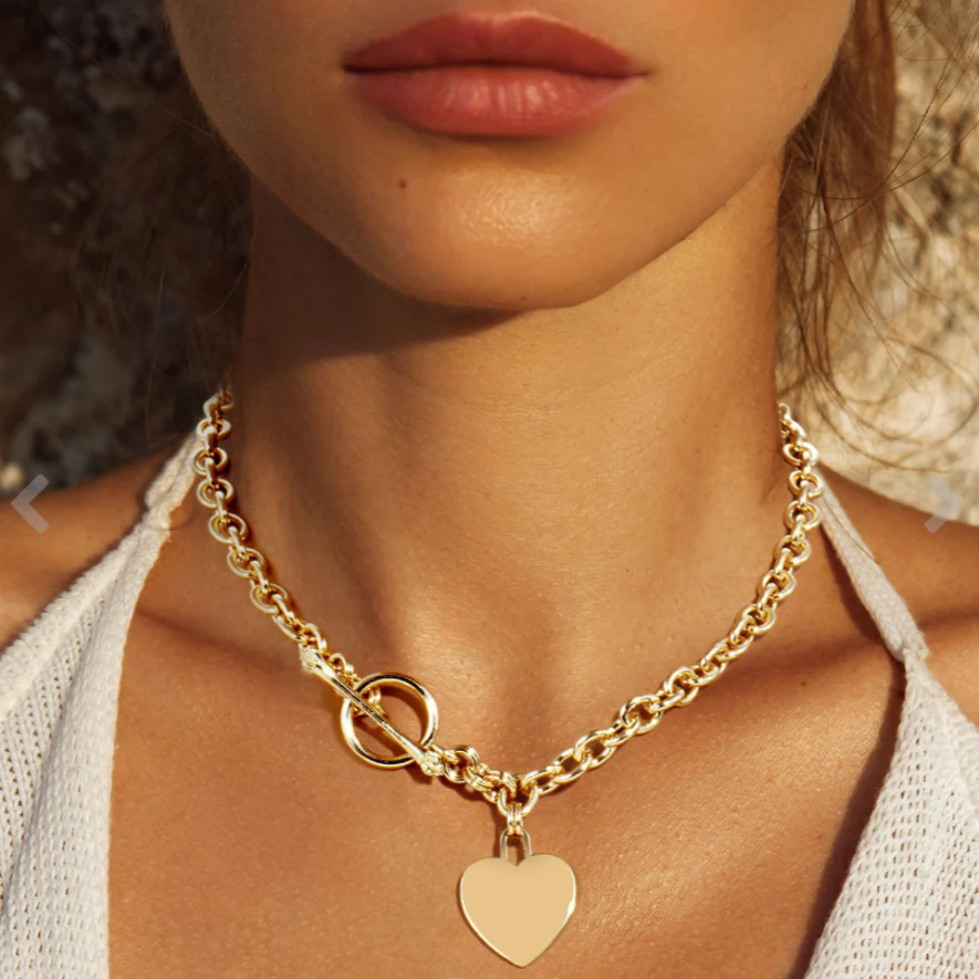 Heart Pendant with Toggle Clasp - Gold