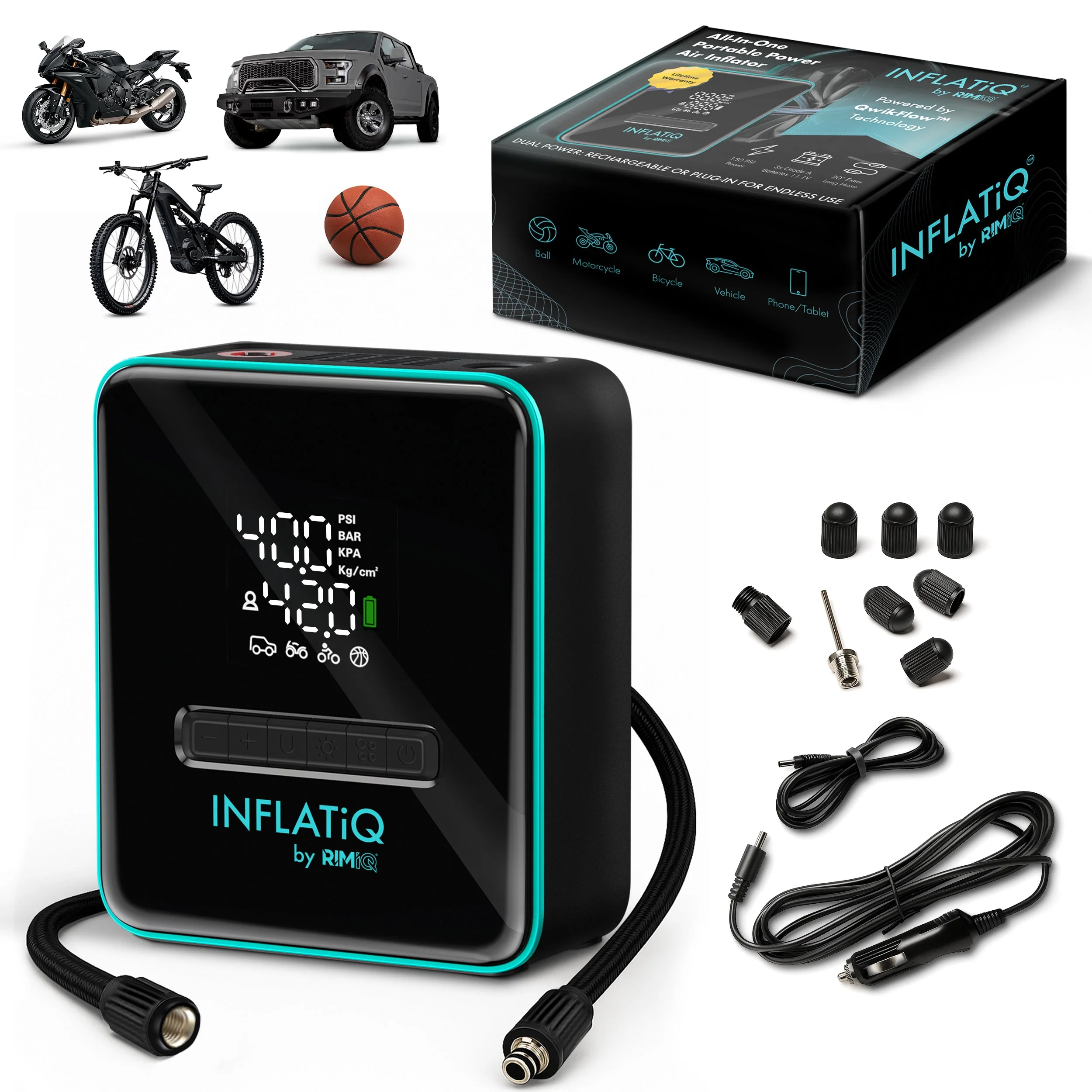 INFLATiQ® by RIMiQ® Portable Tire Inflator