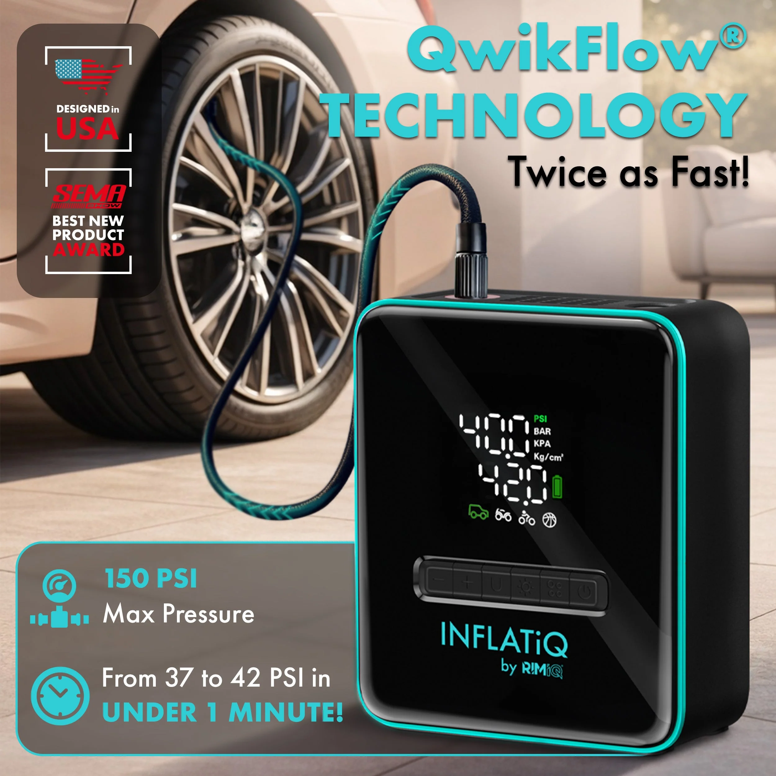 INFLATiQ® by RIMiQ® Portable Tire Inflator - Image 2