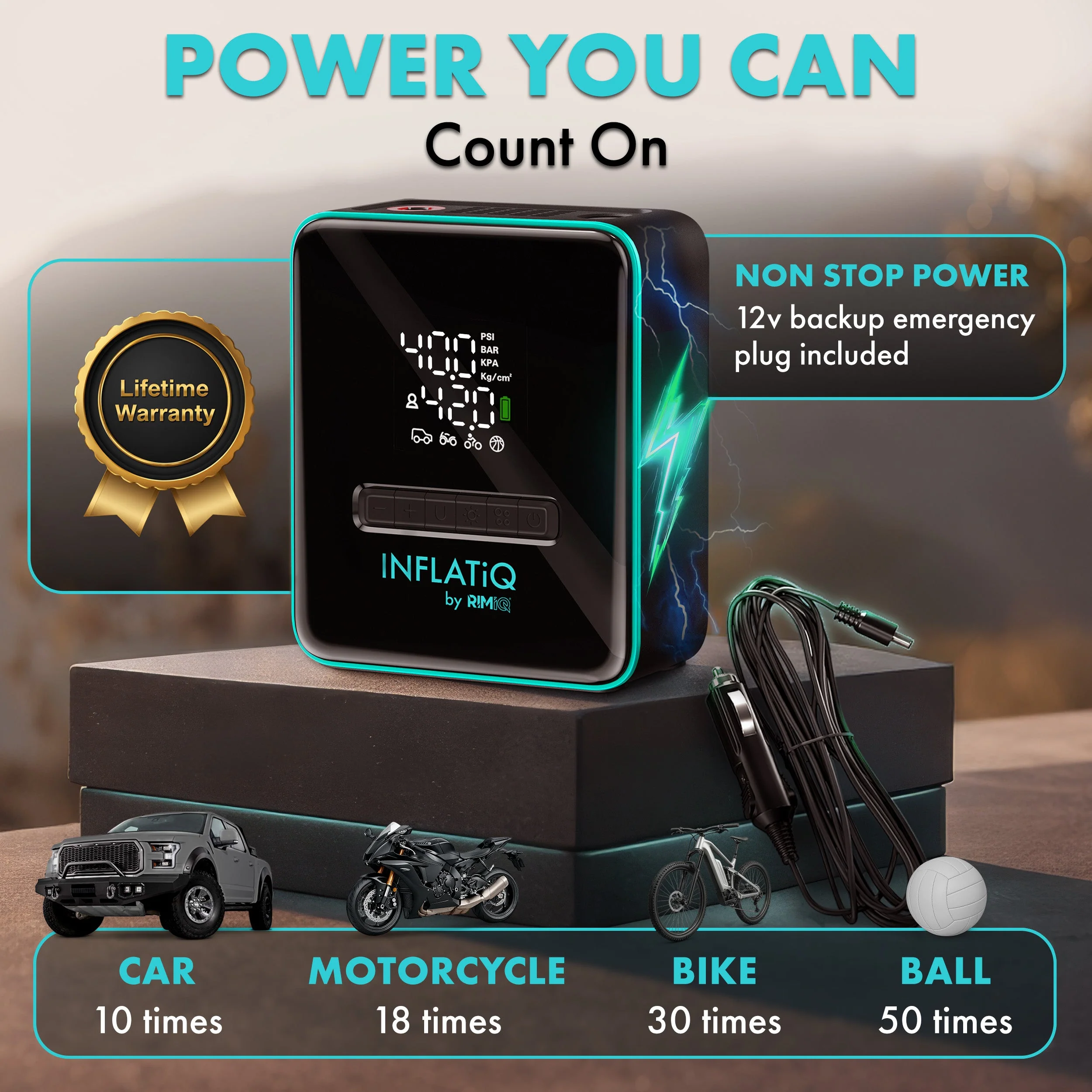 INFLATiQ® by RIMiQ® Portable Tire Inflator - Image 5