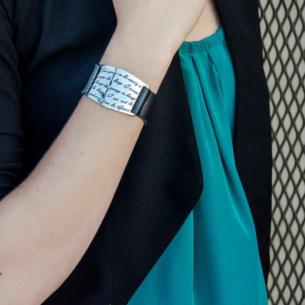Serenity Prayer Cuff - SILVER/BLACK - Image 2