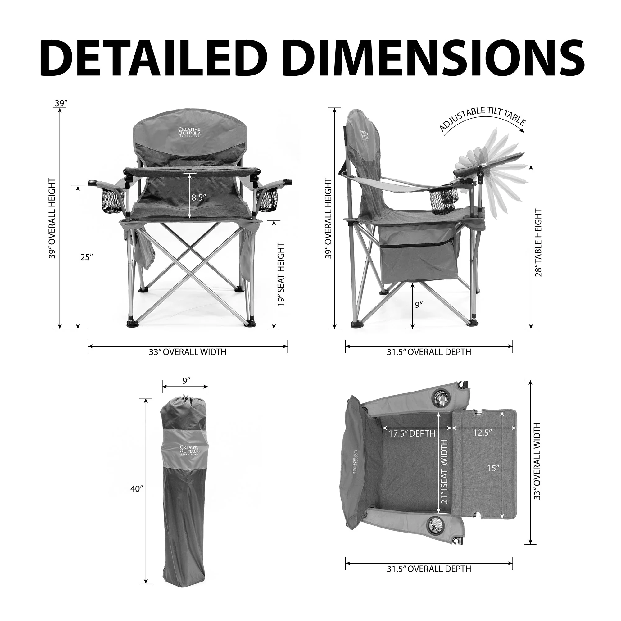 iChair Folding Wine Chair with Adjustable Table - Earth Diamond - Image 5