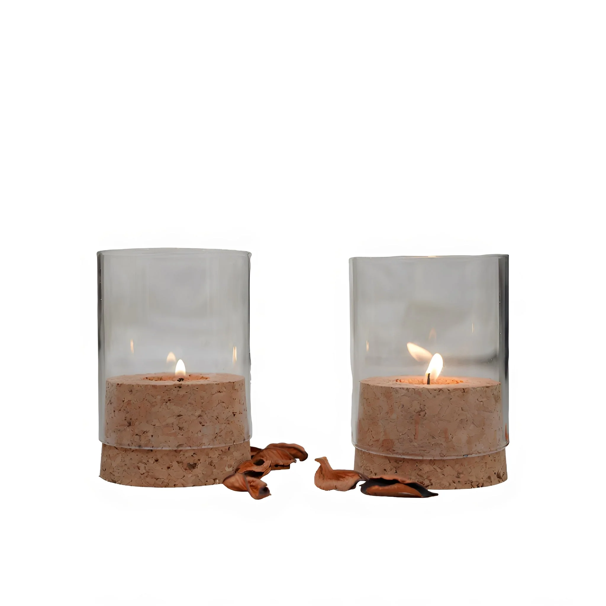 T Light Holder Cylindrical With Glass