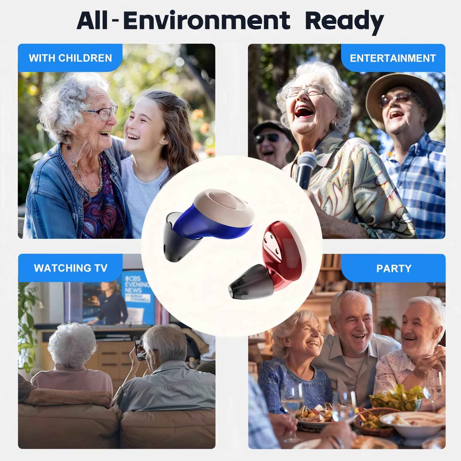 Ceretone-Torch OTC Hearing Aids ITC (In The Canal) - Blue&Red - Image 6