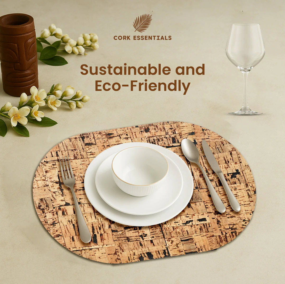 Wood Textured Oval Placemat Set of 4 - Image 4